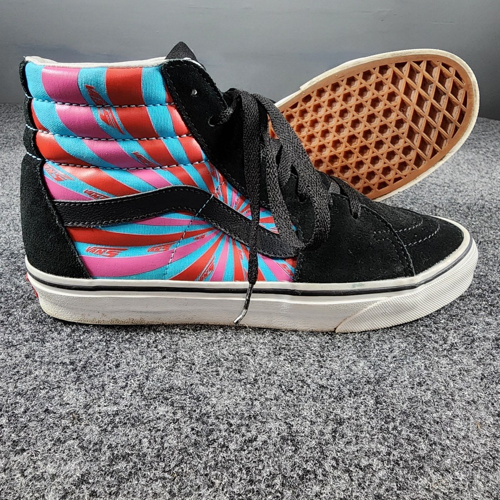 Vans Sk8-Hi Psychedelic Sunburst High Top Sneakers Women 9 Black Multi Color